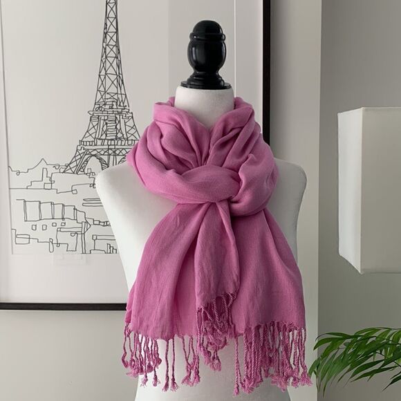 💜Large Pashmina Scarf light pink purple - Picture 4 of 7